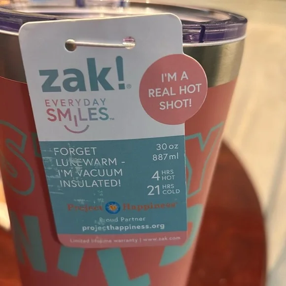 ZAK Insulated Tumbler 30 oz Vacuum Insulated Stainless Steel with lid pink - Picture 4 of 4